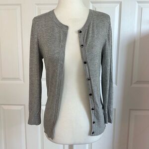 Halogen Light Gray Cropped Sleeve Cardigan Sweater